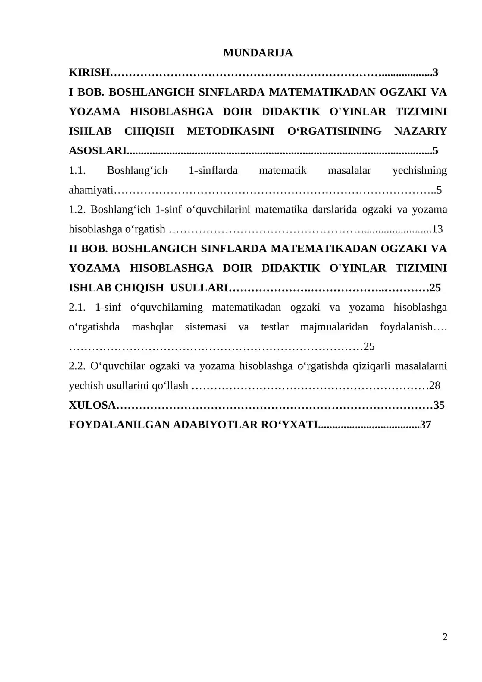 Boshlangich sinflarda matematikadan ogzaki va yozama hisoblashga doir didaktik o'yinlar tizimini ishlab chiqish metodikasi 2