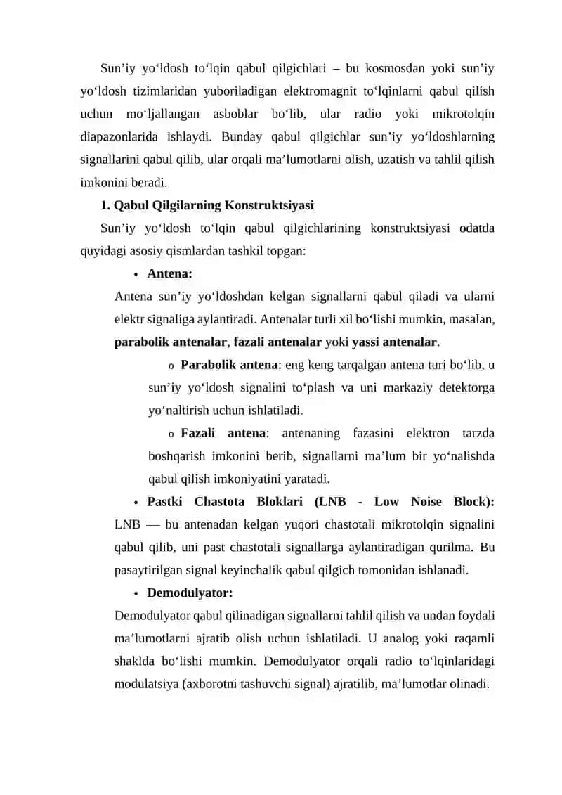 Sun’iy yo'ldosh to'lqin qabul qilgichlari 2