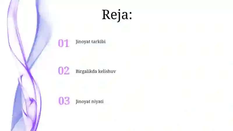 Jinoyat tarkibi va tomonlari 2