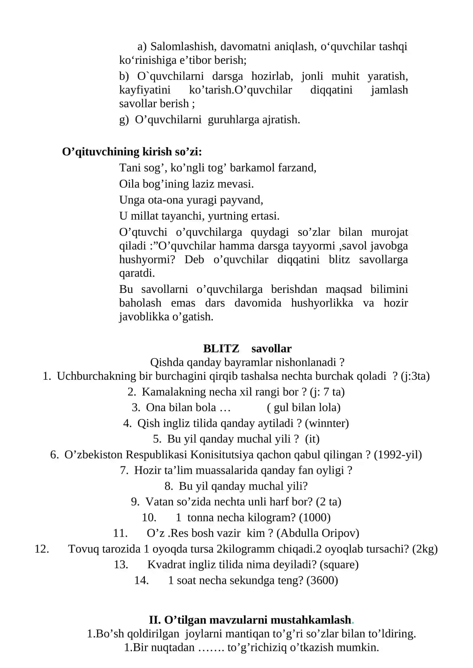 5-sinf Matematika fanidan Ulushlar mavzusida dars ishlanma 2
