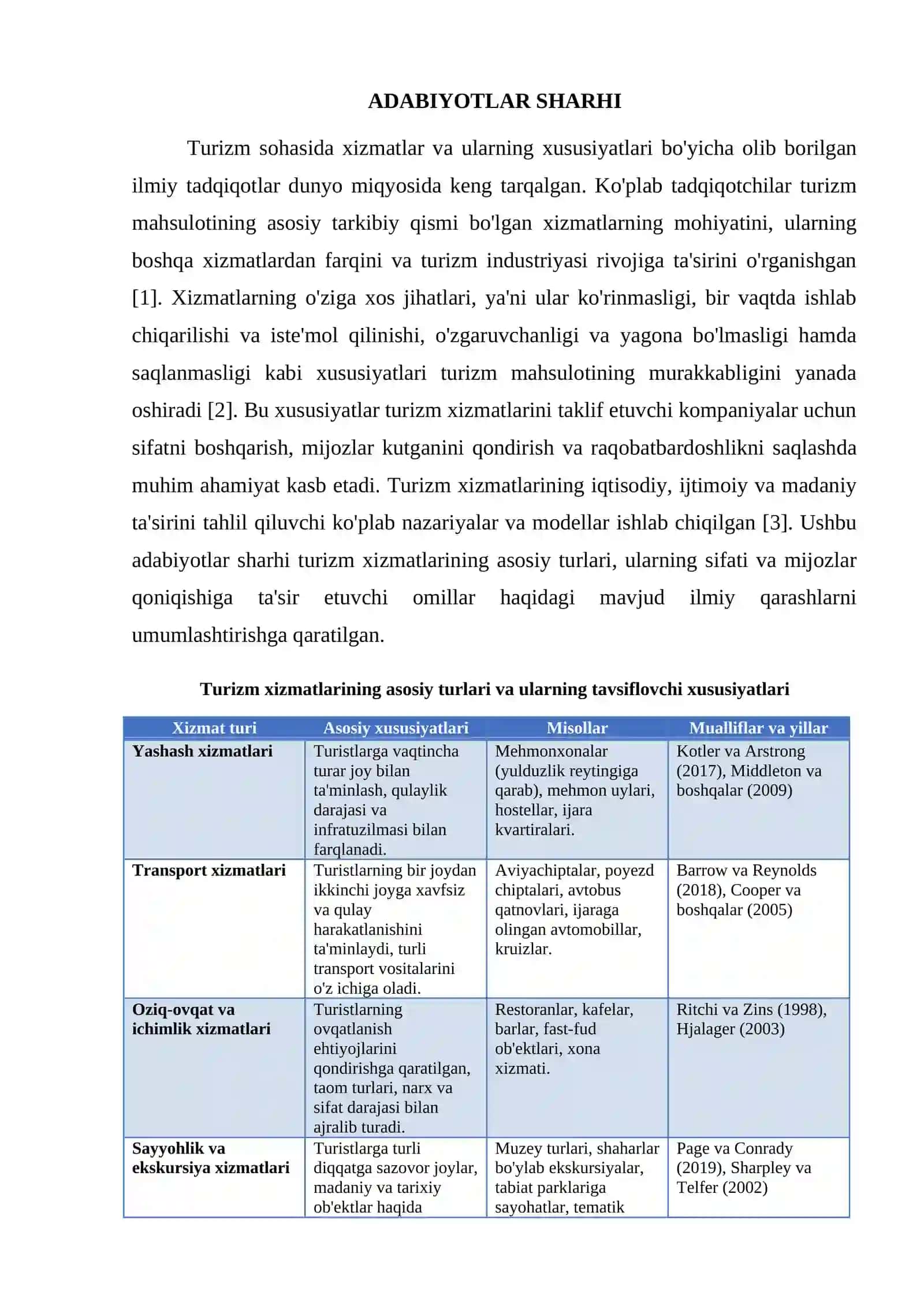TURIZMDA XIZMATLAR VA ULARNING XUSUSIYATLARI 2