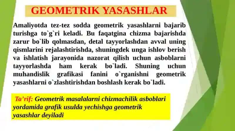 GЕОMЕTRIK YASASHLAR 2