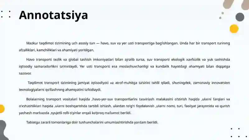 Havo, Suv, Yerusti Transporti 2
