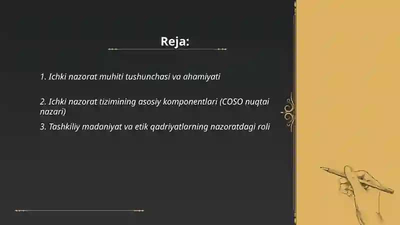 Ichki nazorat muhiti va nazorat amallari 2
