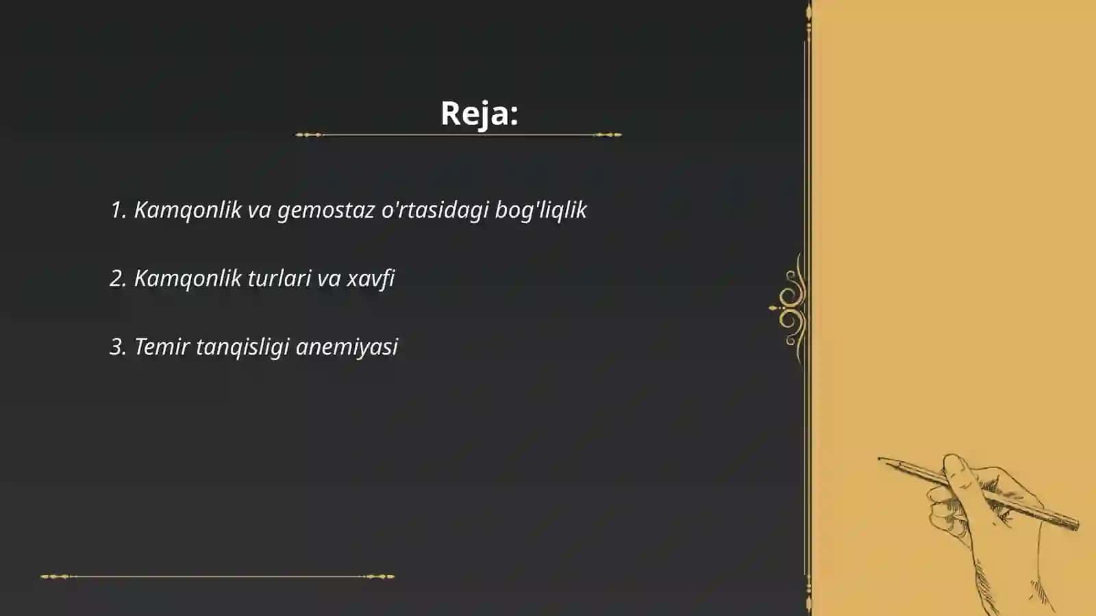 Kamqonlik va Gemostaz bog'liqlik 2
