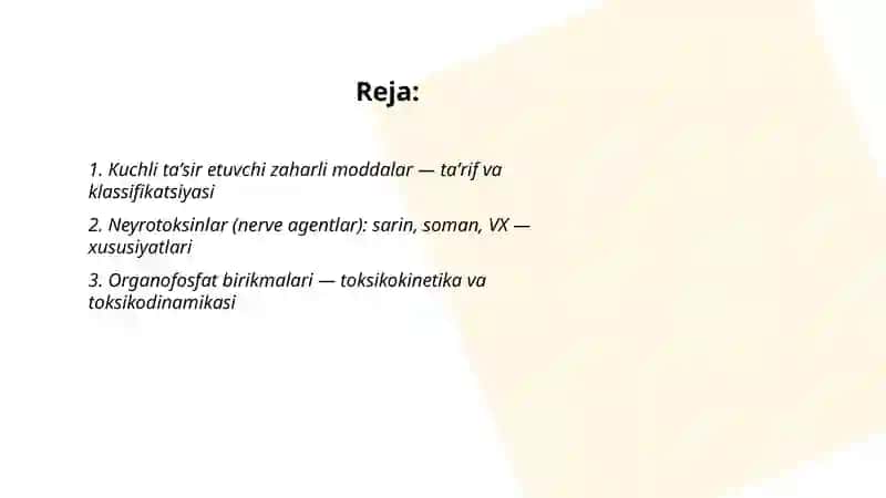 Kuchli taʼsir etuvchi zaharli moddalar 2