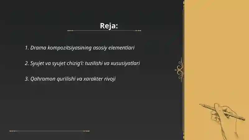 Drama kompazitsiyasi. Dramaturgiya janrlari 2