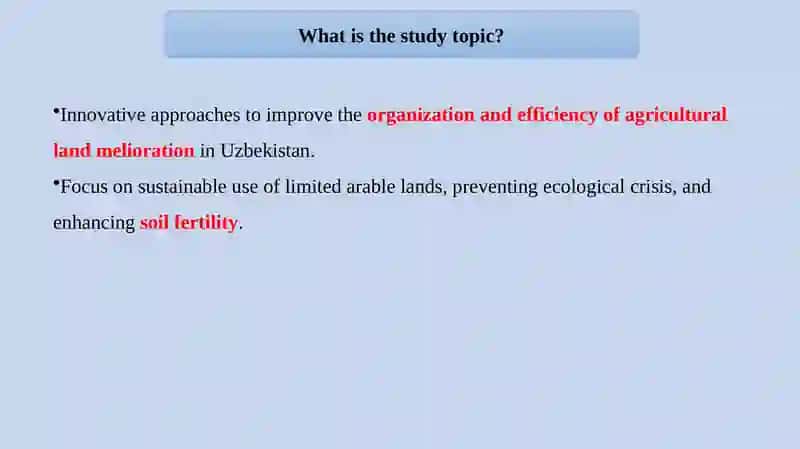 Innovative Organization and Increase of Efficiency of Agricultural Melioration Measures of Uzbekistan 2