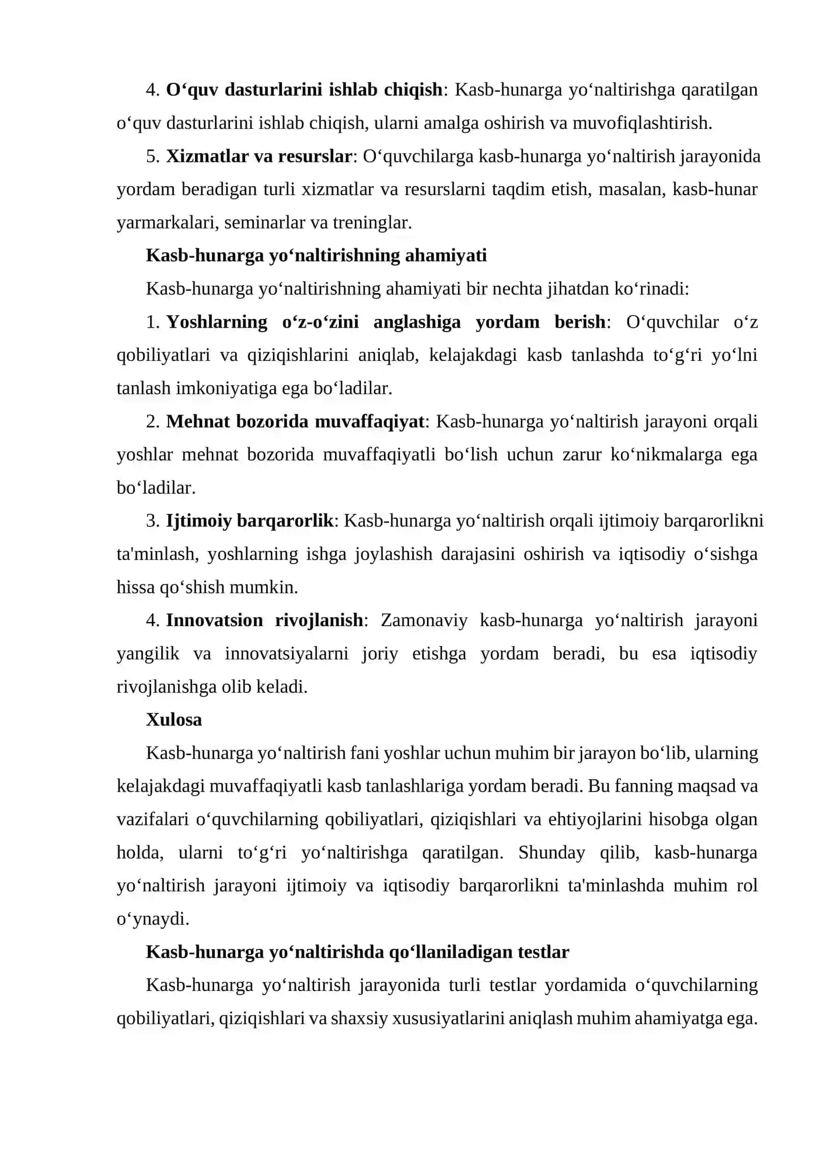 Kasb-hunarga yo‘naltirish fanining maqsad va vazifalari 2