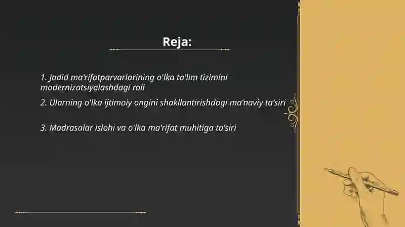 Jadid ma'rifatparvarlarining o‘lka ijtimoiy-ma’naviy hayotida tutgan o‘rni 2