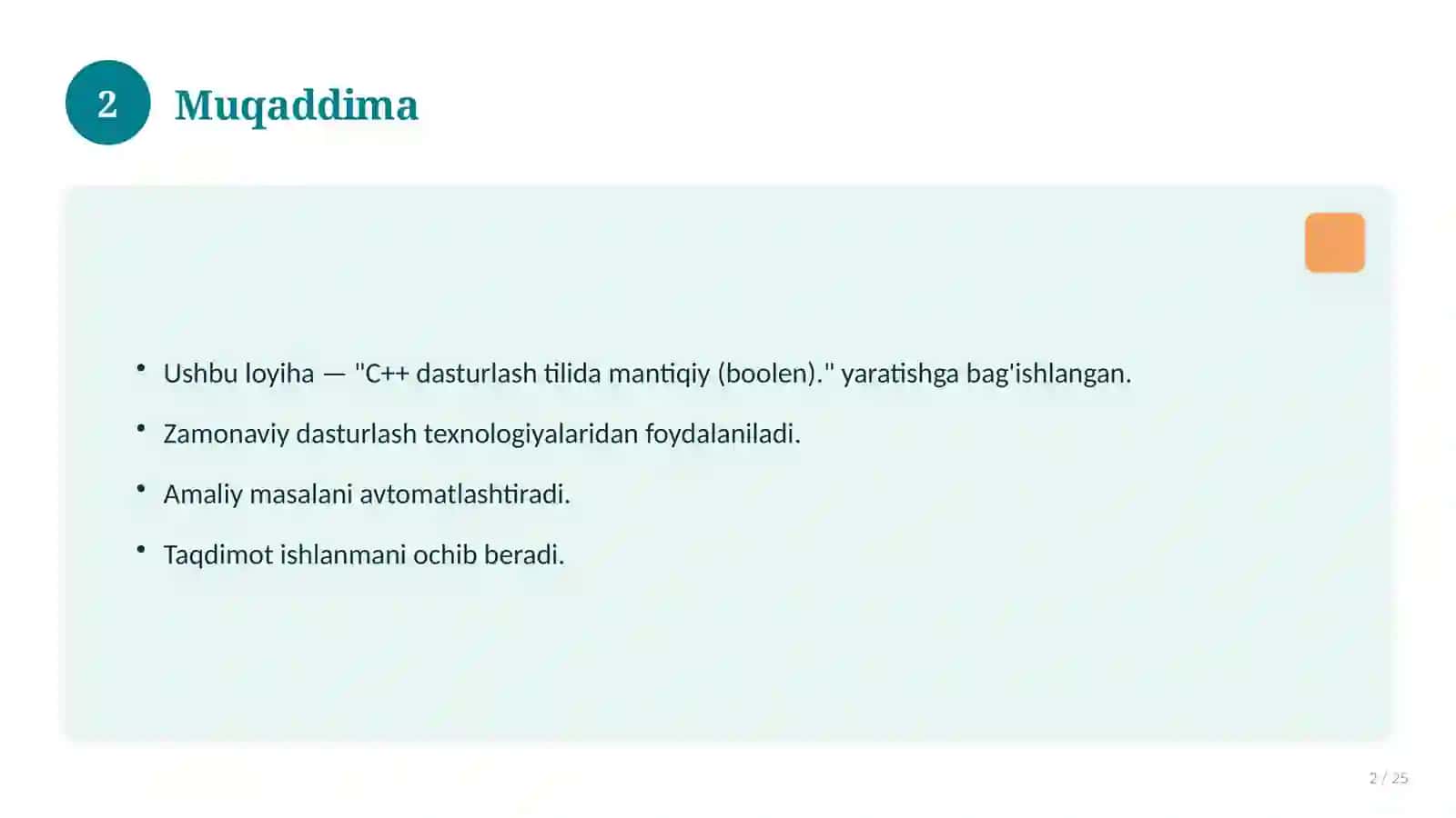 C++ dasturlash tilida mantiqiy (boolen) 2