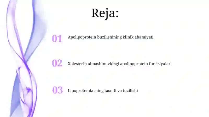 Xolesterin tashilishida qatnashuvchi apo-oqsillar Yakubjonova 2