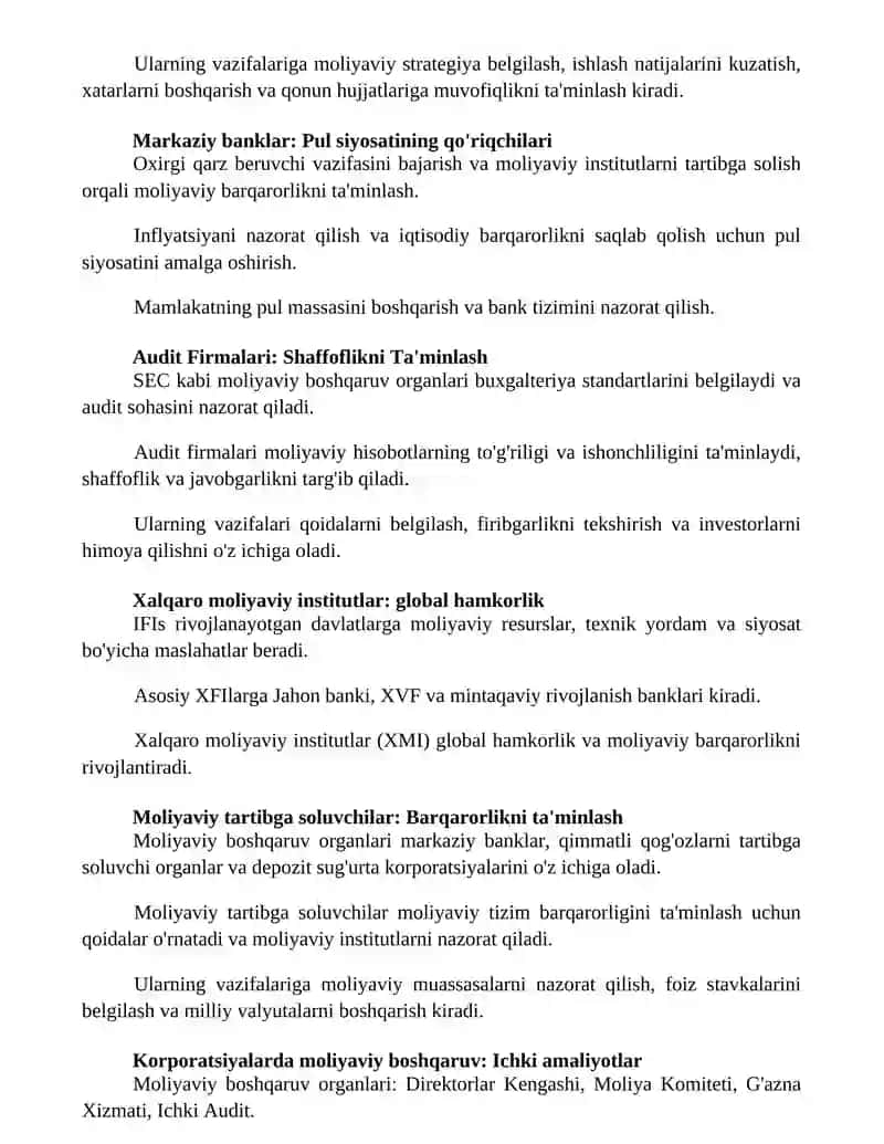 Moliyaviy boshqaruv organlari va ularning vazifalari 2