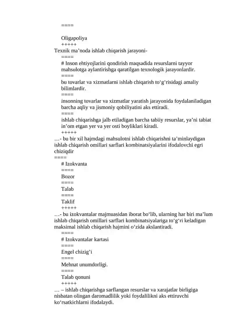 Mikroiqtisodiyot fanidan 4-semestr uchun testlar 2