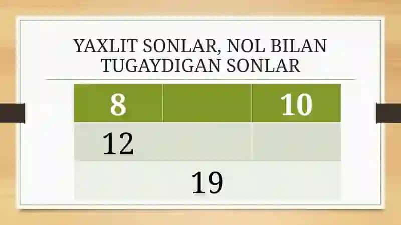 YAXLIT SONLAR 1-SINF MATEMATIKA 2