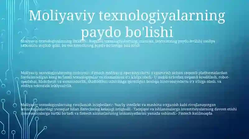 Moliyaviy Tehnologiyalar Mohiyati: Yuzaga Kelish Shart-Sharoitlari Va Rivojlanish Istiqbollari 2
