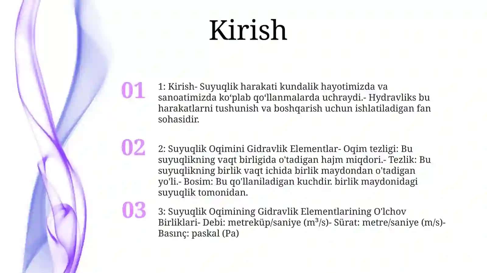 Suyuqlik Oqimining Gidravlik Elementlari 2