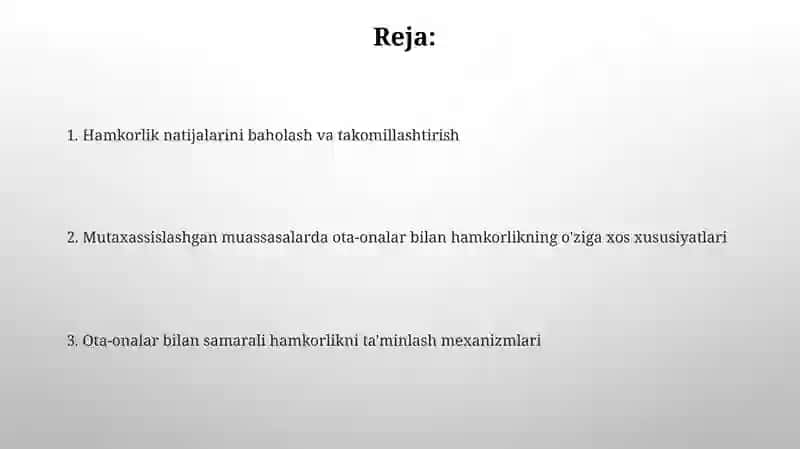 Maxsus muassasalarda ota – onalar bilan hamkorlik ishlarini o‘rganishning o‘ziga xos xususiyatlari 2