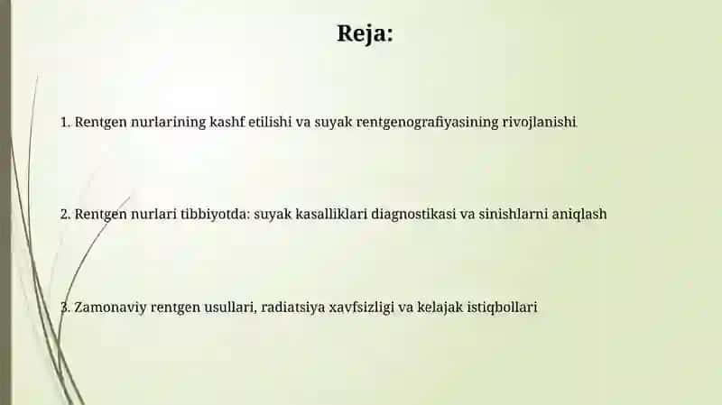 Rentgen nurlarini o'rganish tarixi suyak rengenlari rivojlanishini 2