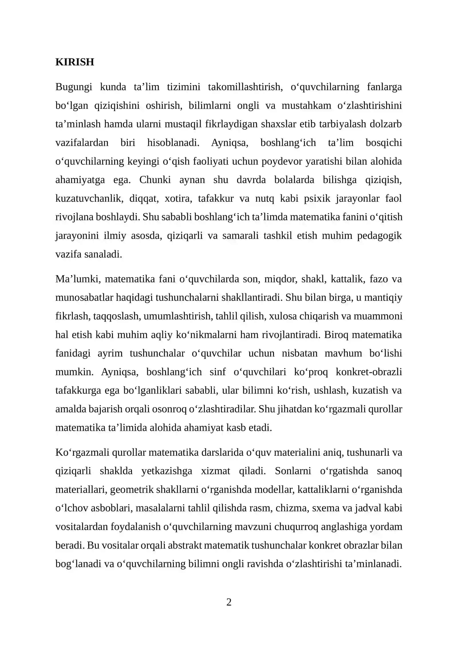 MATEMATIKANI O‘QITISHDA FOYDALANILADIGAN KO‘RGAZMALI QUROLLAR VA ULARDAN FOYDALANISH 2