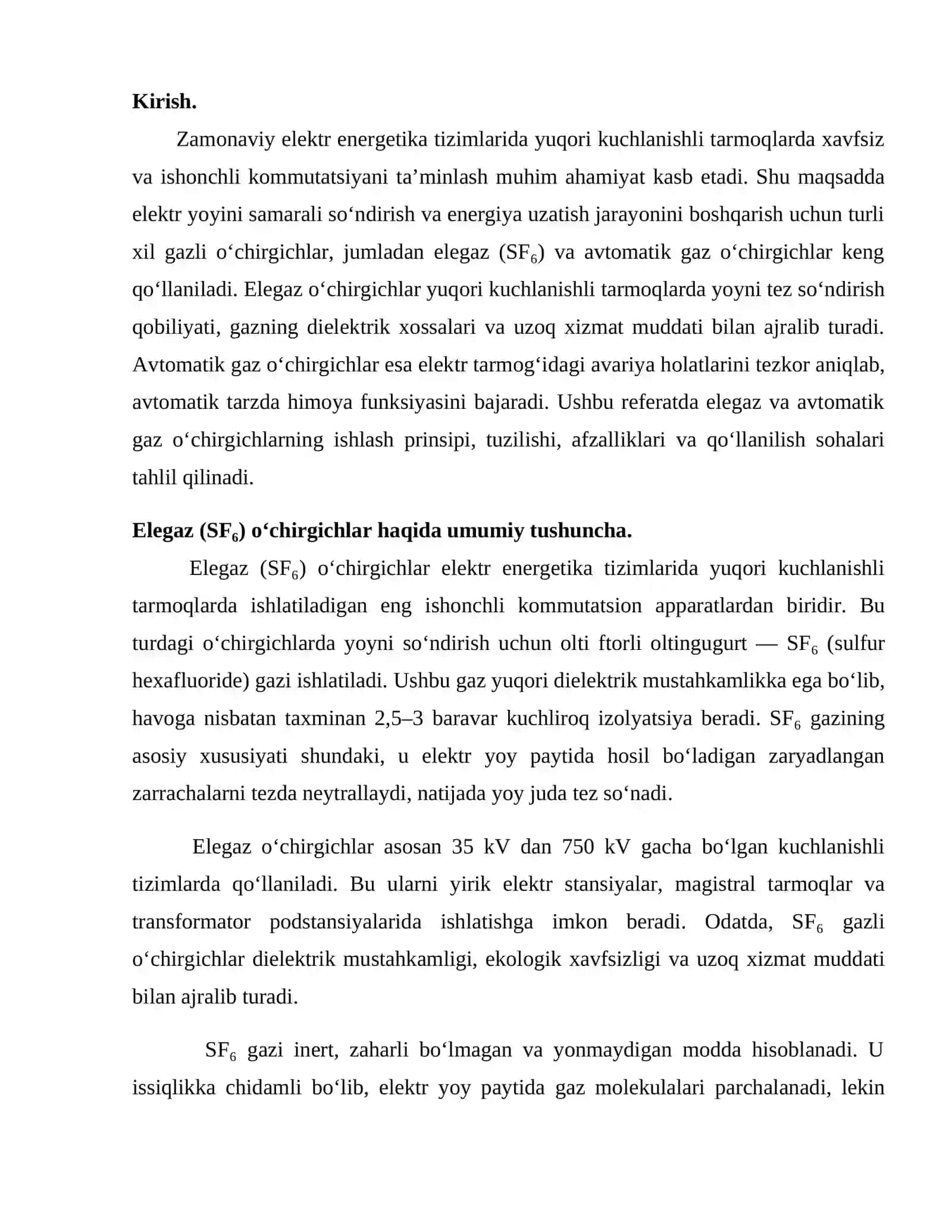 Elegaz va avtomatik gaz o‘chirgichlar 2