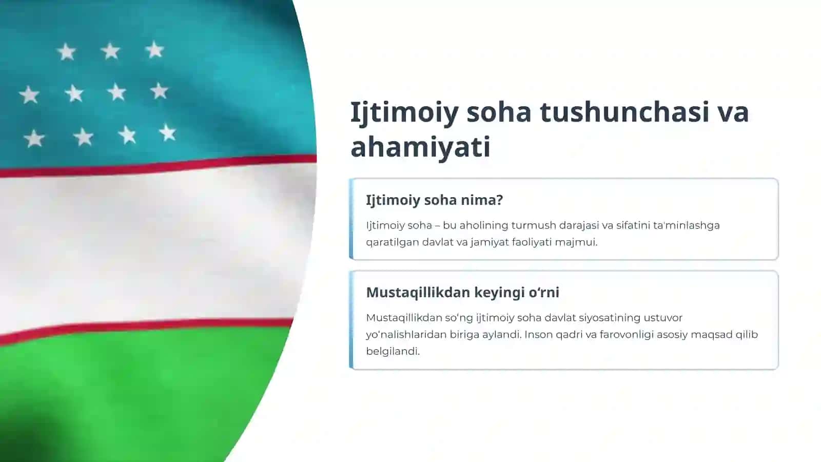 O'zbekiston ijtimoiy sohasidagi o'zgarishlar 2