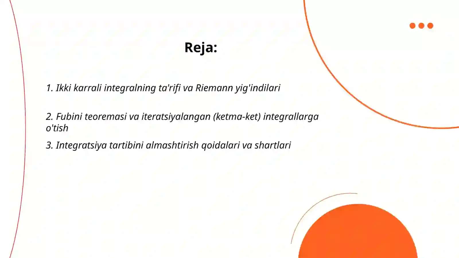 Ikki karrali integralni hisoblash usullari 2