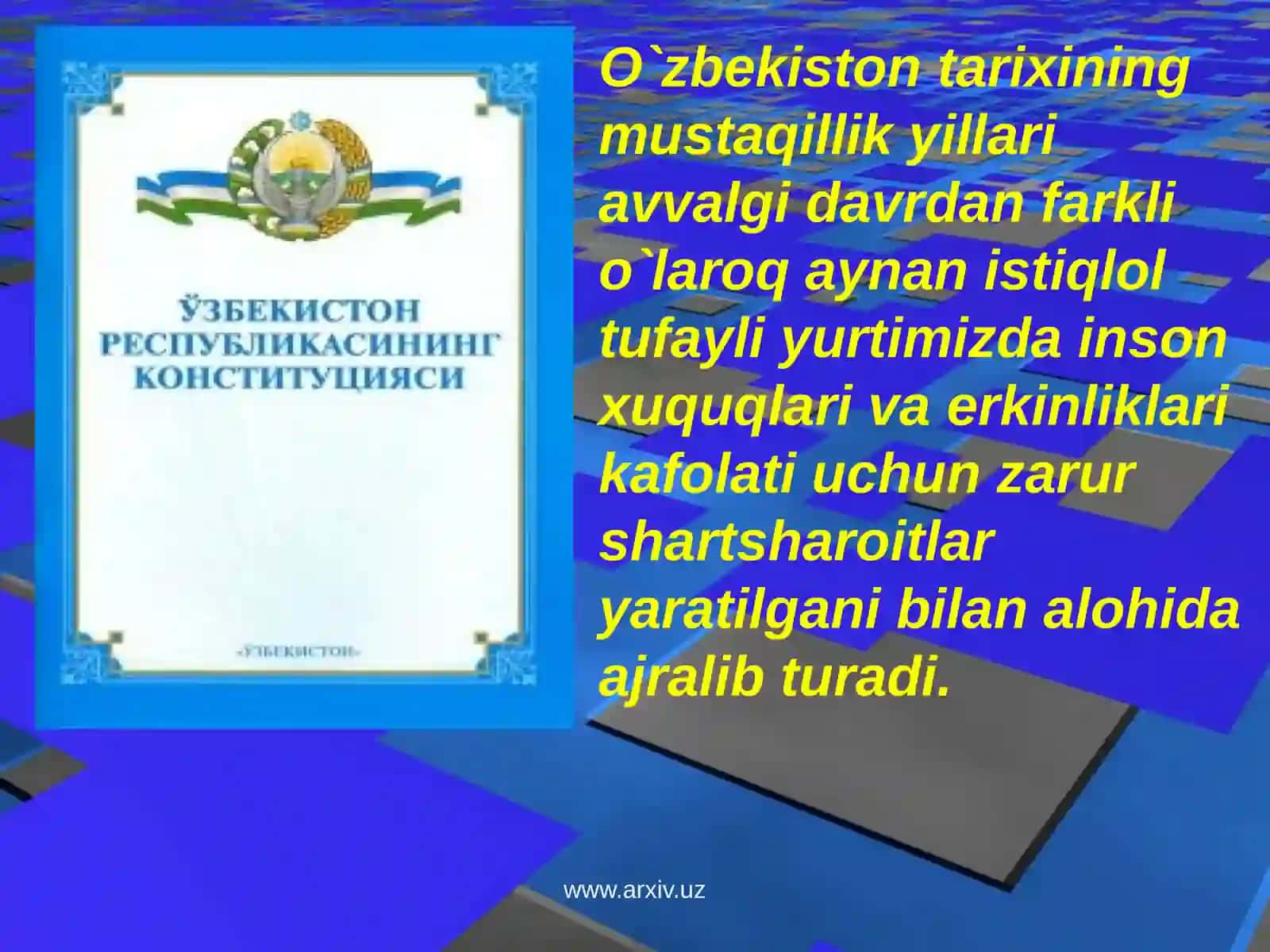 O`zbekistondainsonhuquqlarivaerkinliklarikafolatiningyaratilishi 2