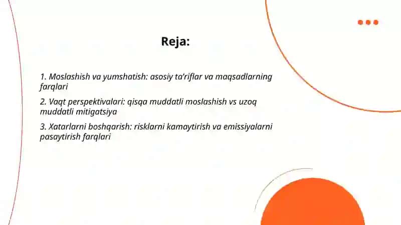 Iqlim oʻzgarishiga moslashish va yumshatish strategiyalari 2