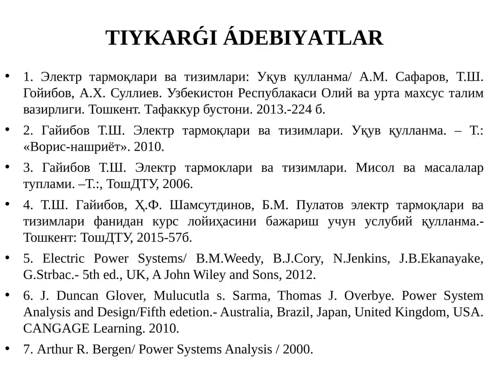 ELEKTR TARMAQLARI HÁMSISTEMALARI 2