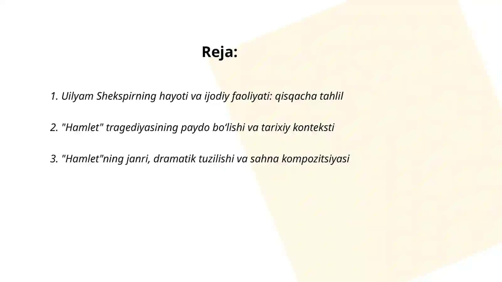 Uilyam Shekspirning hayoti va ijodiy faoliyati: qisqacha tahlil 2