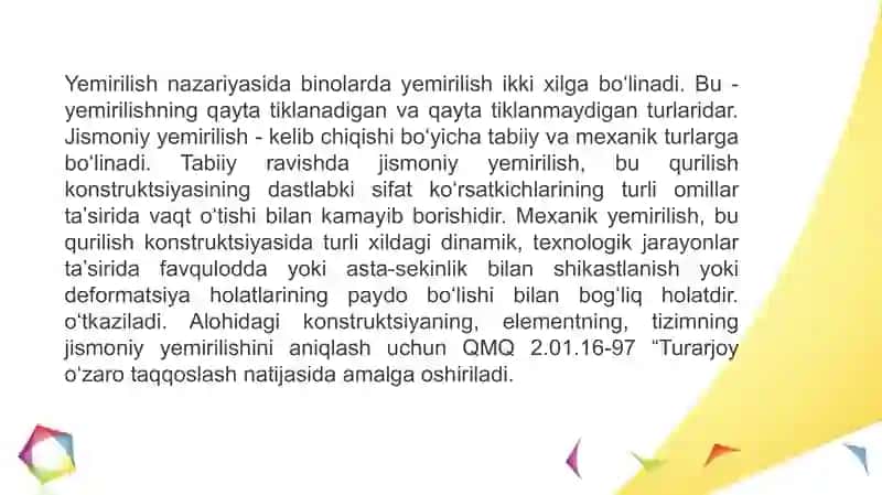 BINOLARNING XIZMAT MUDDATI VA ULARNING HAQIQIY YEMIRILISHI 2