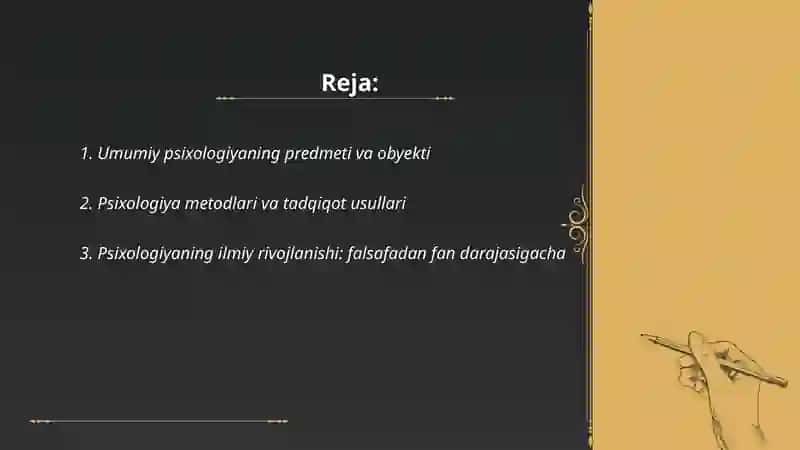 Umuman pisixalogya fanining predmedi va tarixi 2
