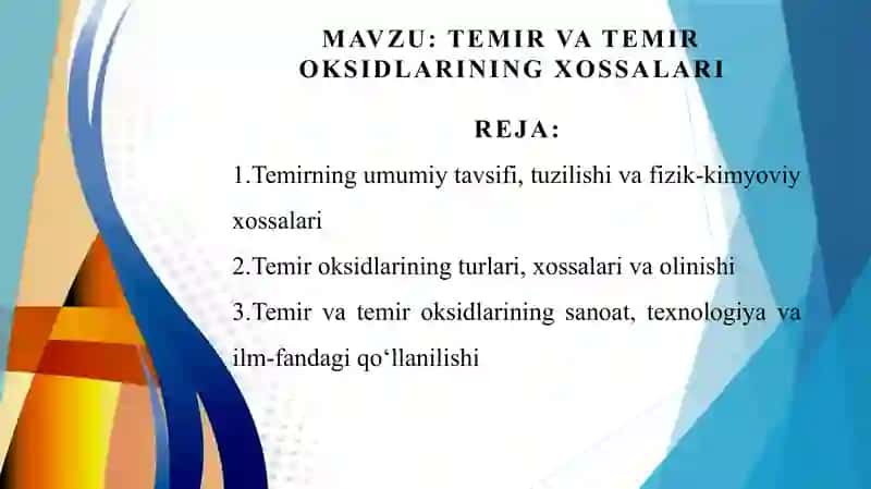 TEMIR VA TEMIR OKSIDLARINING XOSSALARI 2