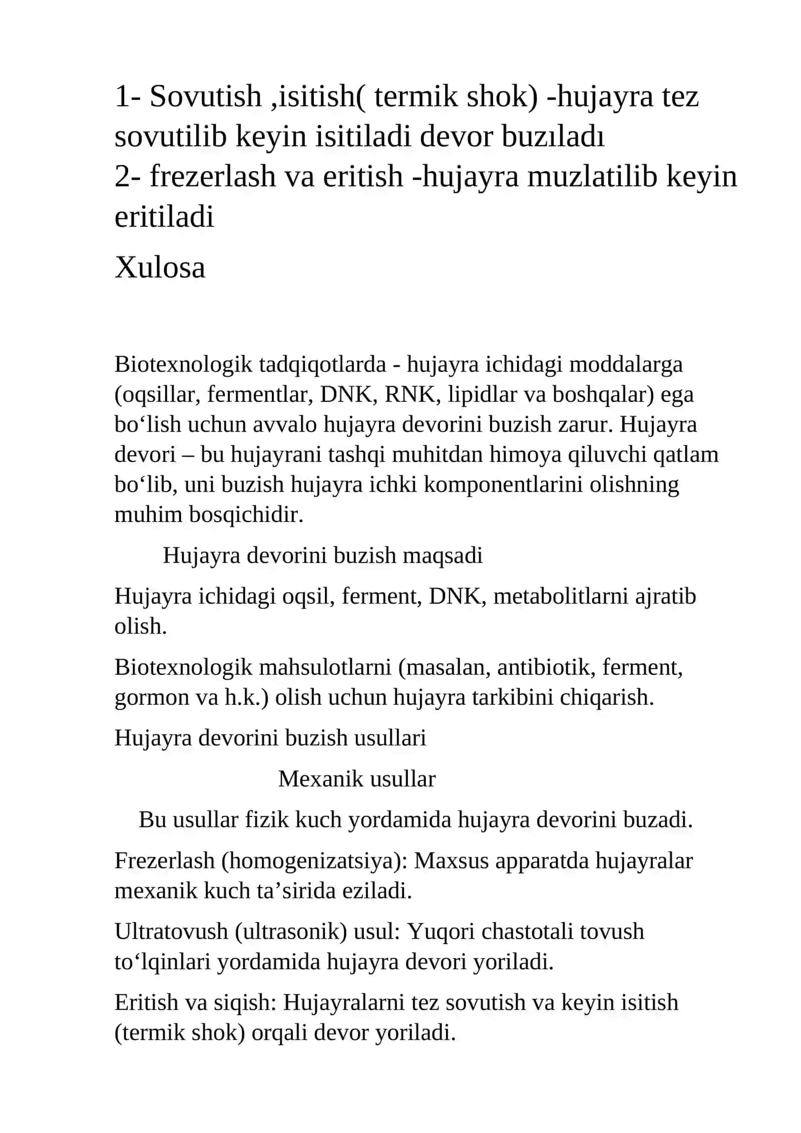 Hujayralar devorini buzish usullari ajratish va tozalash 2