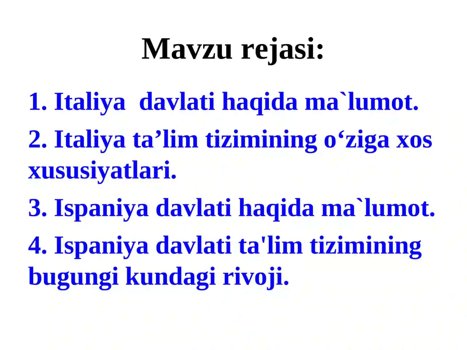 Italiya va Ispaniya taʼlim tizimining taqqoslamasi 2