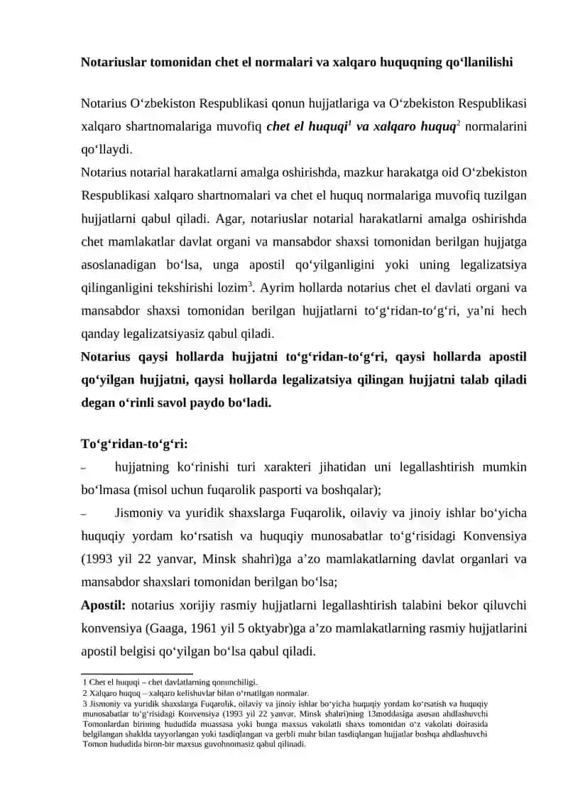 CHET EL ELEMENTI BILAN MURAKKABLASHGAN NOTARIAL HARAKAT 2