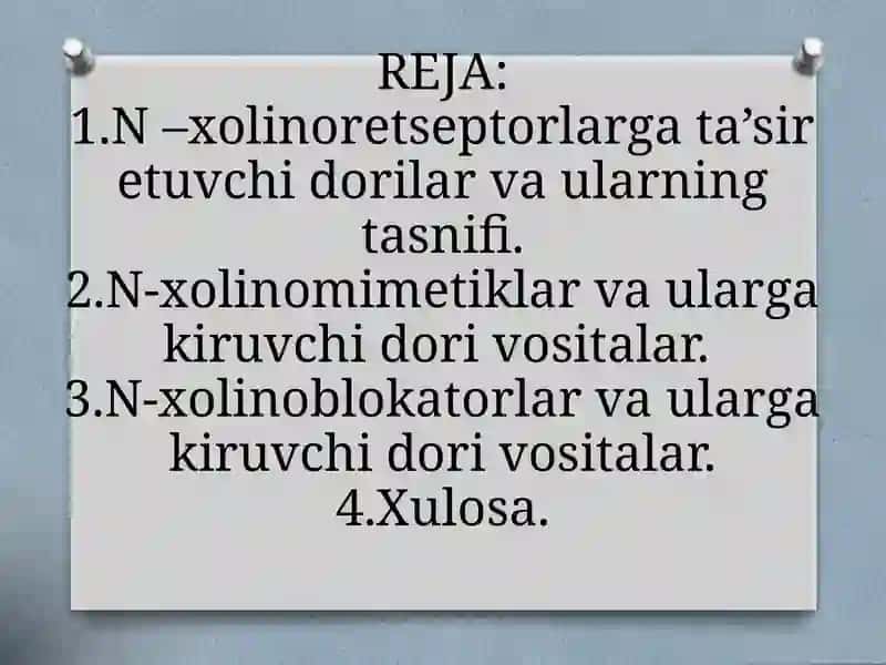N-xolinoreseptorlargata`sirqiluvchivositalar 2