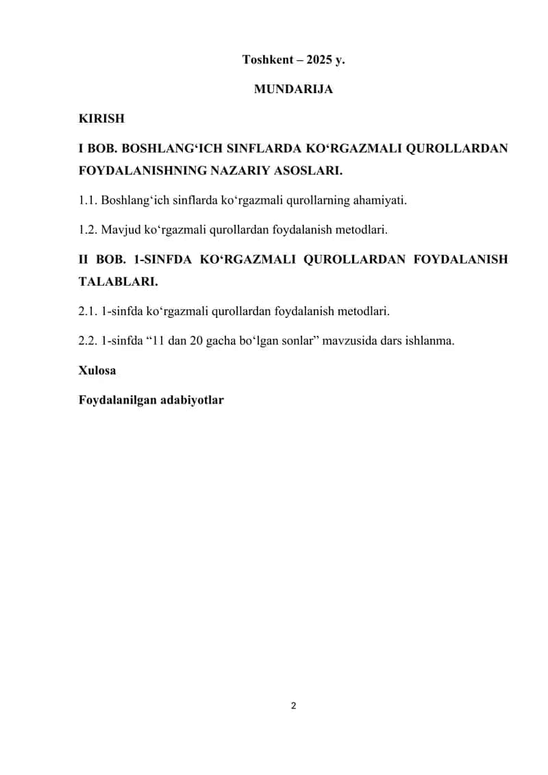 Boshlangʻich sinflarda koʻrgazmali qurollardan foydalanishning nazariy asoslari 2