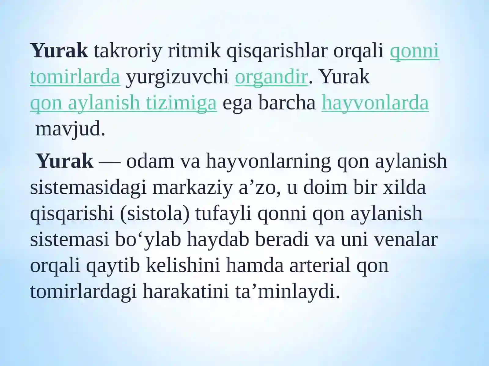 Yurak, Qon va Qon Aylanish Tizimasi 2