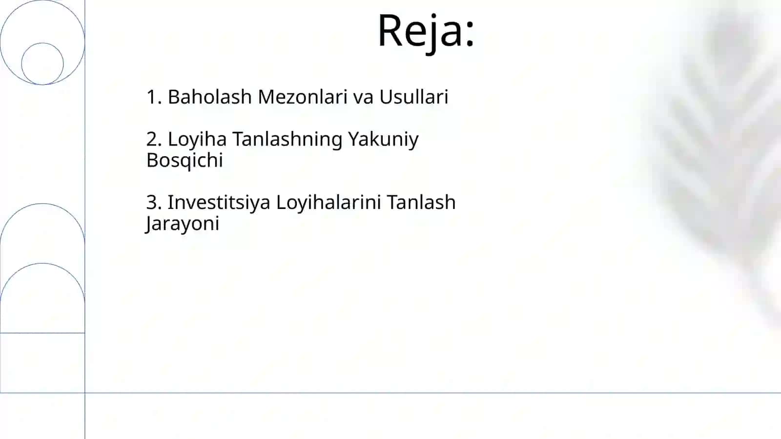 Investitsion loyihalarni tanlab olish tartibi 2