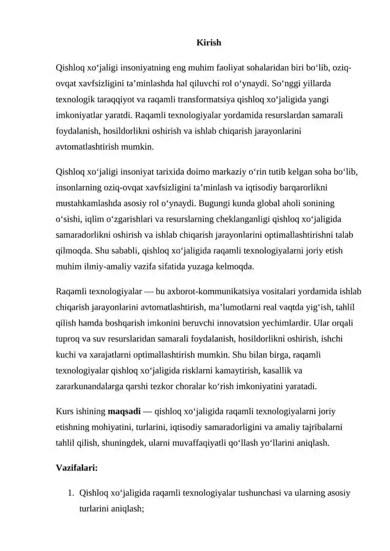 QISHLOQ XO'JALIGIDA RAQAMLI TEXNOLOGIYALARNI JORIY ETISH 2