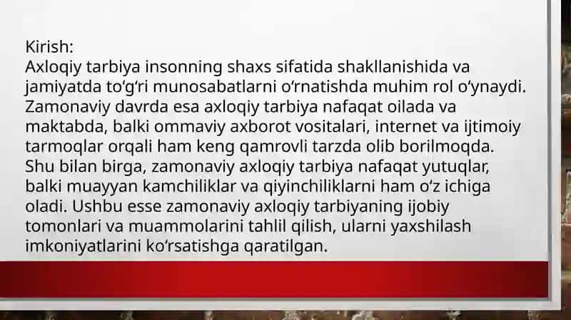 Zamonaviy axloqiy tarbiyaning yutuqlari va kamchiliklari 2