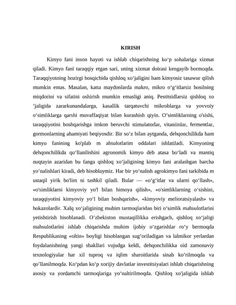 Agrokimyoning vazifalari va hozrgi davrdagi muammolari 2