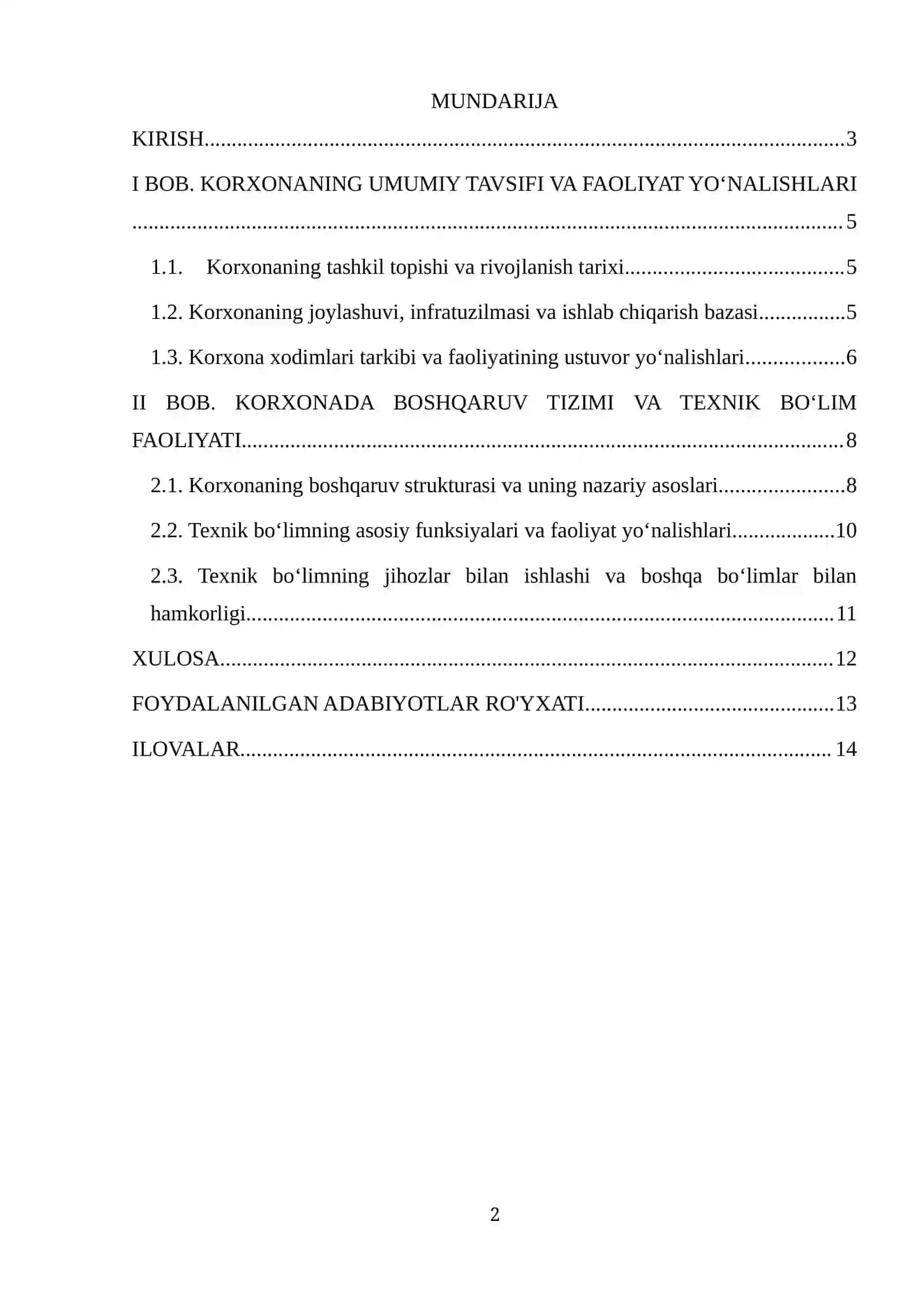 Boshqaruv strukturasi bilan tanishish.Texnik bo’lim ish qobilyati bilan tanishish 2