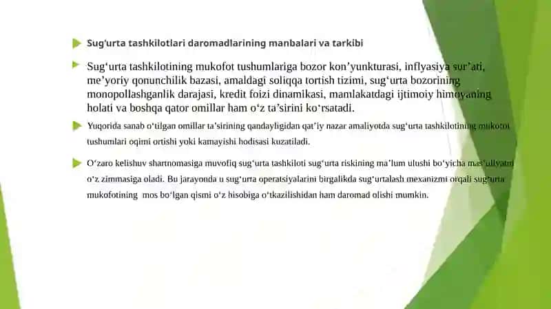 Sug‘urta kompaniyasining moliyaviy asoslari 2