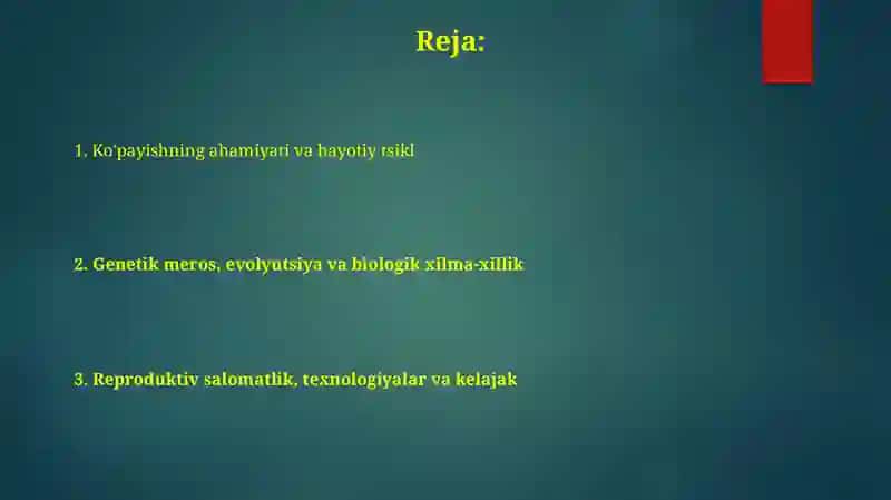 Reproduktsiyaning ahamiyati 2