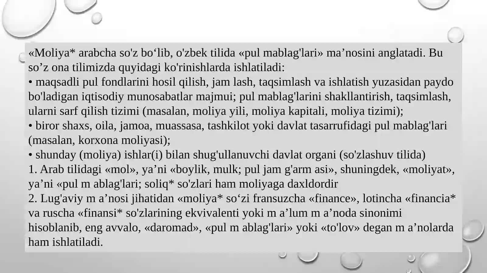 Moliya tizimi va moliyaviy siyosat 2