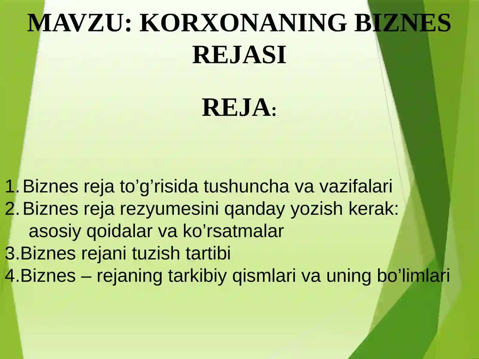 KORXONANING BIZNES REJASI(4 SOAT)1-MA’RUZA 2