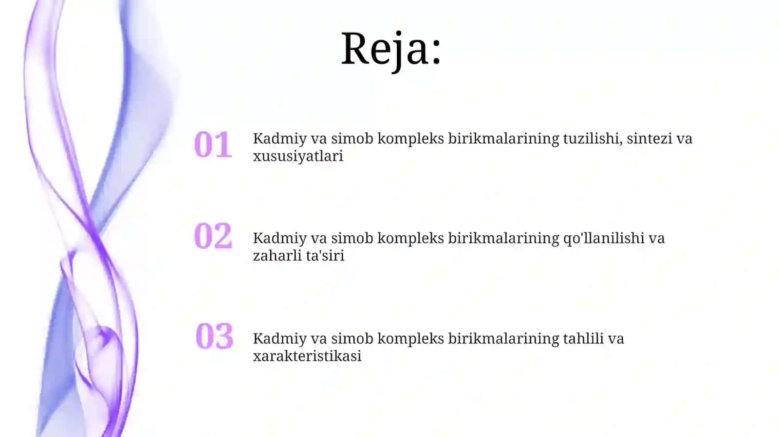 Rux Kadmiy va Simobning kompleks birikmalari 2
